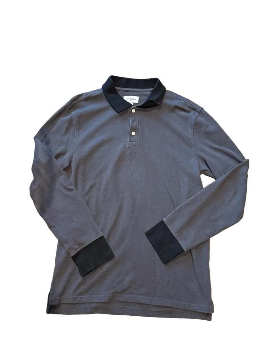 Goodfellow & Co Men's M Gray Black Rugby Polo Long Sleeve Preppy Shirt